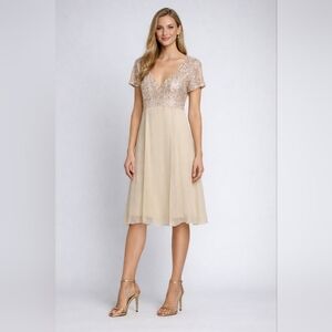 JS Collections Size 6 Gray Fully Sequined Bust Mini Dress